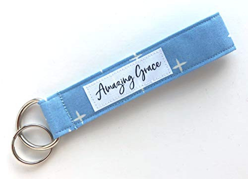 Amazing Grace Wrist Lanyard For Keys - Wristlet Keychain - Organic Fabric Fob