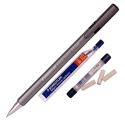 Staedtler Mechanical Pencil Triplus Micro 774 0.5mm  Carbon Leads 1 Tubeplus Refill Eraser