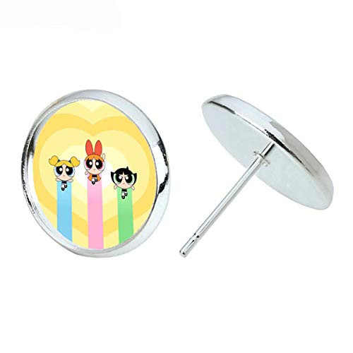 Powerpuff Girls Bubbles  Silver Stud Earrings