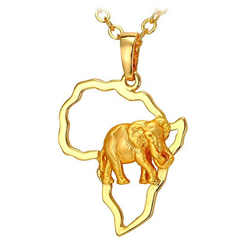 U7 18K Gold Plated African Map Shaped Pendant Necklace Elephant Design Ethiopian Jewelry U7 18K Gold Plated African Map Shaped Pendant Necklace Elephant Design Ethiopian Jewelry