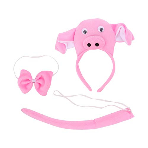 KESYOO 3pcs Pig Costume Set Pig Bow Tie Tails Animal Ears Headband for Halloween Party Animal Fancy Dress Costume Kit  Pink