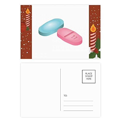 Health Care Products Pill Pattern Christmas Candle Greeting Postcard Congrats Mailing Card