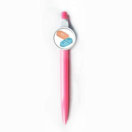 Health Care Products Pill Illustration Pattern Rollerball Tip Blue Retractable Pen Write Stationery