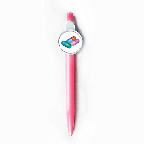 Capsule Pill Health Care Products Pattern Rollerball Tip Blue Retractable Pen Write Stationery