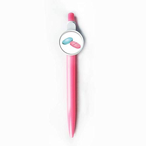 Health Care Products Pill Pattern Rollerball Tip Blue Retractable Pen Write Stationery