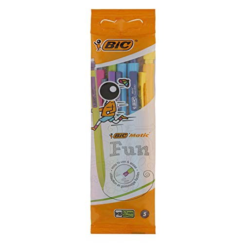 BIC Matic Fun 0.7mm Mechanical Pencils - Assorted Colours Pouch of 5