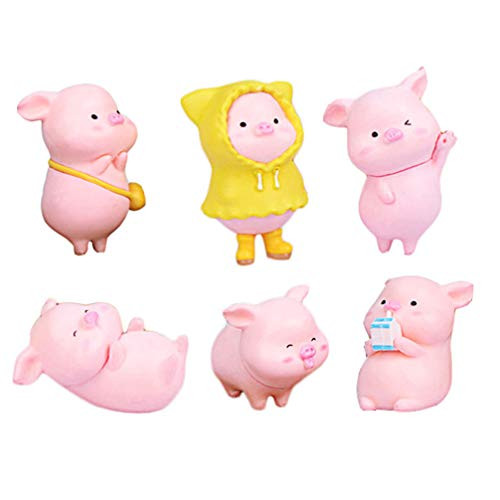 DOITOOL 6pcs Pig Figures for Kids Animal Toys Set Cake Toppers Fairy Garden Miniature Good Lucky Pink Piggy Figurines Collection Playset for Christmas Birthday Gift Desk Decorations DOITOOL 6pcs Pig Figures for Kids Animal Toys Set Cake Toppers Fairy Garden Miniature Good Lucky Pink Piggy Figurines Collection Playset for Christmas Birthday Gift Desk Decorations