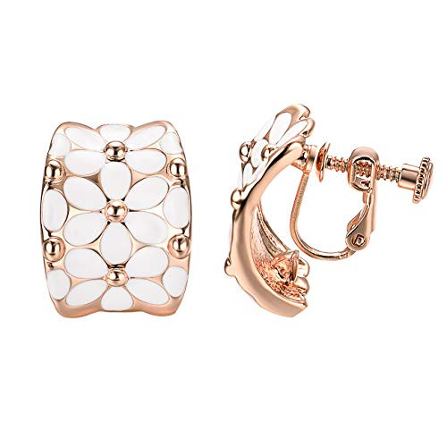Yoursfs Clip on Flower Earrings for Women 18k gold plated Non Pierced Jewelry  clip earrings for women black Yoursfs Clip on Flower Earrings for Women 18k gold plated Non Pierced Jewelry  clip earrings for women black