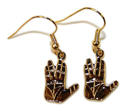 Star Trek Original Series Vulcan Hands Salute Goldtone French Wire Earrings