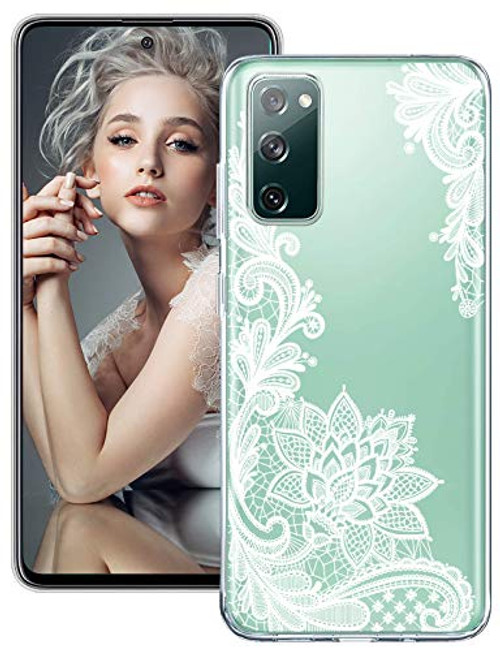 Galaxy S20 FE Case for Samsung Galaxy S20 FE 5G Case Cute Slim Crystal Clear Lace Flower Cases S20 FE Case Silicone Rubber Bumper Protective Cover for Samsung S20 FE  Fan Edition  5G Smartphone