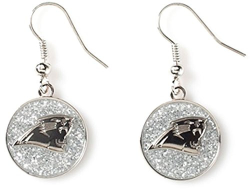 Aminco International NFL Carolina Panthers Glitter Dangler EarringsNFL Glitter Dangler Earrings Silver Size 2.5