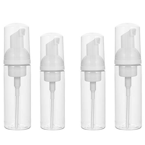 HEALLILY 4pcs Plastic Foam Dispenser Bottle Refillable Mini Foaming Soap Pump Empty Bottles Makeup Containers for Travel Shampoo Liquid 50ml 60ml