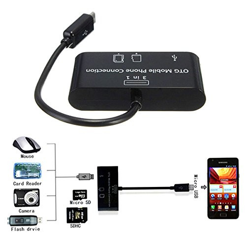 Card Reader Camera Viewer USB Hub 3 in 1 Smart OTG Mobile Phone Connection, Reads & Writes SD and Micro SD Card for Android OTG Mobile phones/Laptop/Desktop