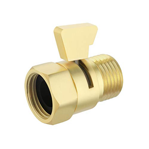KES Shut Off Valve Brass Shower Head Valve with Handle Lever Water Flow Control Valve Regulator Brushed Brass K1140B3-BZ
