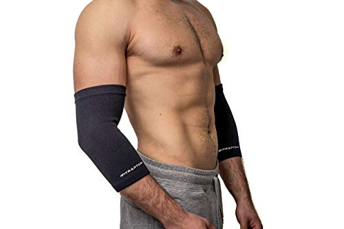 Elbow Compression Sleeve for Tendonitis Men and Women - Pair of Golfers Elbow Brace - Everyday Tennis Elbow Brace and Straps for Tendonitis Arthritis and Golfers Elbow  Pair