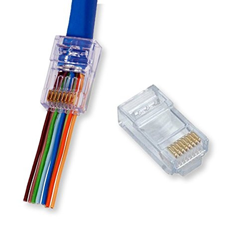 DCFun RJ45 8P8C Connectors Crimp Ends UTP Network Plug for CAT5 CAT5E CAT6 Stranded Cable Solid Crystal Head - 200 Pack