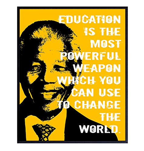 Nelson Mandela Poster 8x10 - Classroom Decor - Inspirational Quotes Wall Art - Teacher Gifts - School Decorations - Motivational Wall Decor - Nelson Mandela Wall Art - Positive Quotes for Kids