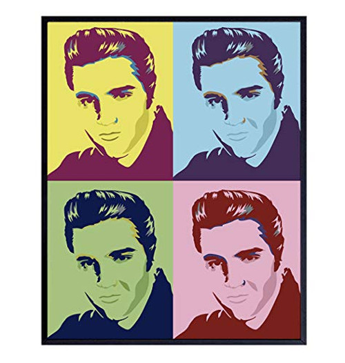 Elvis Presley Wall Art Print Set - 8x10 Contemporary Andy Warhol Pop Art Style Poster - Cool Gift for Country Music Nashville Graceland Fans - Unframed Home Decor Room Decoration Photo Pictures