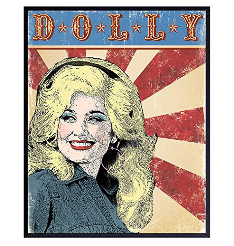 Dolly Parton Poster - 8x10 Gift for Country Western Music Nashville Dollywood Fans - Americana Decor Wall Art - Patriotic Home Decor for Bedroom Living Room - Greatest Hits Decoration Print