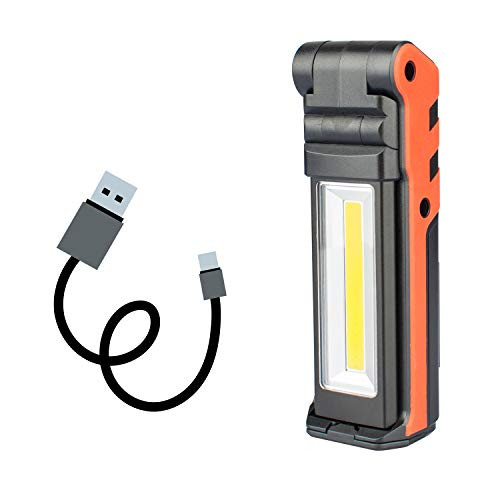 COB LED Work Light,Three Trees USB Rechargeable Pocket 3W LED Light 5W COB Lamp 270°Rotate Cordless Magnetic Base and Hook up Inspection Portable Torch Flashlight (Orange) COB LED Work Light,Three Trees USB Rechargeable Pocket 3W LED Light 5W COB Lamp 270°Rotate Cordless Magnetic Base and Hook up Inspection Portable Torch Flashlight (Orange)