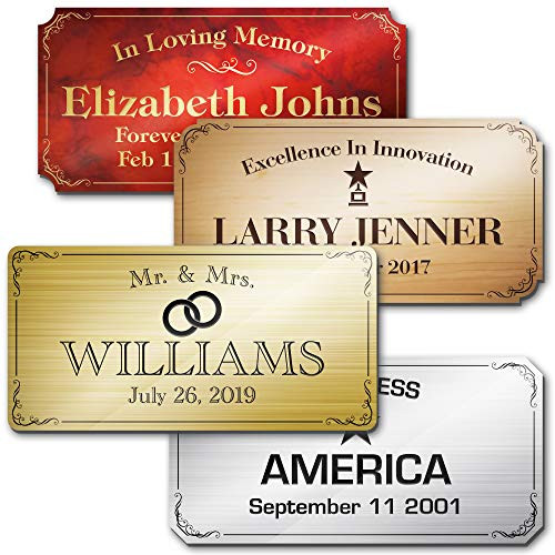 Elegant Engraved Plate Personalized Memorial Plate Grave Plaque Customized Message 2 inch x 4 inch 18 Color Options Laser Engraved Elegance Collection USA Made by MY SIGN CENTER
