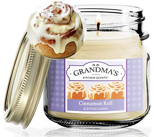 Cinnamon Roll Scented Candles for Home   Non Toxic Long Lasting Soy Candles   Delicious Scent   8 oz Mason Jar   Hand Made in The USA