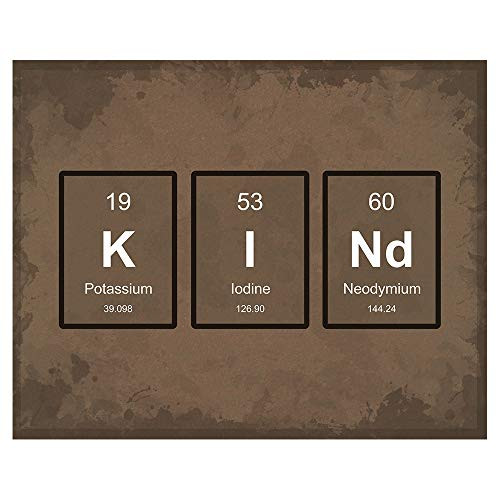 KIND Periodic Table of Elements Classroom Teacher Decor Prints - 8 x 10 Unframed Print - Great Gift for School Counselors Librarians Geeks Scientists Techies. Library Wall Art - Den Artwork KIND Periodic Table of Elements Classroom Teacher Decor Prints - 8 x 10 Unframed Print - Great Gift for School Counselors Librarians Geeks Scientists Techies. Library Wall Art - Den Artwork