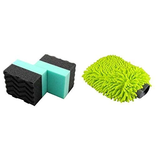 Chemical Guys ACC_3002 Durafoam Contoured Large Tire Dressing Applicator Pad  Pack of 2  and Chemical Guys MIC_493 Chenille Microfiber Premium Scratch-Free Wash Mitt Bundle