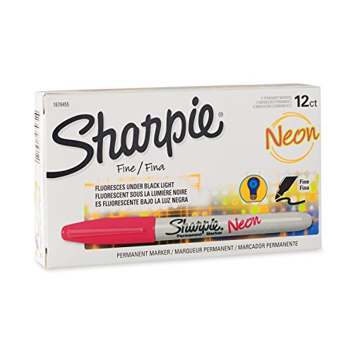 Sharpie 1878455 Neon Fine Point Permanent Marker Neon Pink 12-Pack