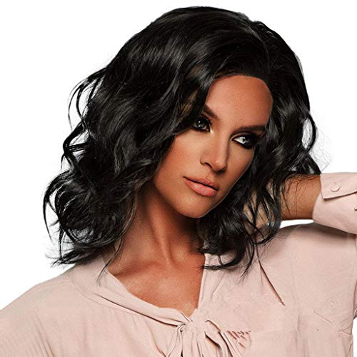 Weite Women Girls Middle Part Shoulder Length Curly Black Wig Synthetic Full Wigs Premium Replacement Hair Heat Resistant Fiber Daily Party Cosplay Wigs  Black Weite Women Girls Middle Part Shoulder Length Curly Black Wig Synthetic Full Wigs Premium Replacement Hair Heat Resistant Fiber Daily Party Cosplay Wigs  Black