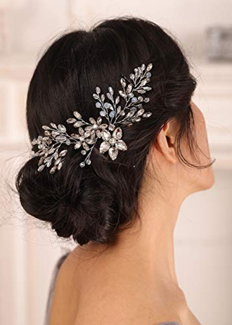 Kercisbeauty Silver Crystal Headband Wedding Bridal Side Headpiece Boho Handmade Jewelry for Special Occasion Kercisbeauty Silver Crystal Headband Wedding Bridal Side Headpiece Boho Handmade Jewelry for Special Occasion