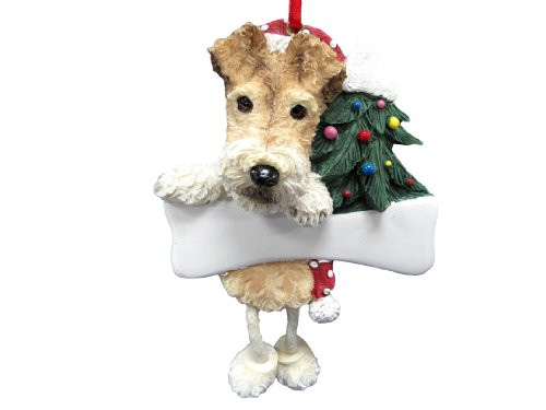 Wire Fox Terrier Ornament with Unique "Dangling Legs" Hand Painted and Easily Personalized Christmas Ornament