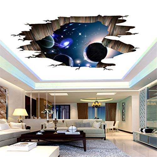 Quaanti 3D Space Wall Stickers- Magic Galaxy Floor Wall Decals - Removable Mural Decorations for Kids Bedroom Ceiling Living Room Nursery Home Decor  C