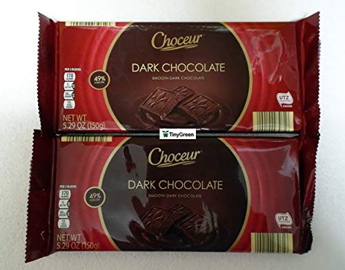 Choceur Dark Chocolate Smooth Dark Chocolate 49 percent Cocoa 5.29oz 150g  Pack of Two