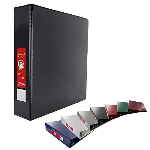 Emraw Black Slant D Ring View Binder with 2 Pockets Presentation Durable View Round Ring Binder 2 inch Customize able Clear View Notebook Binder for Home Office and School