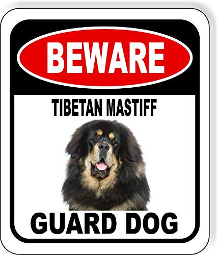 Beware Tibetan Mastiff Guard Dog Aluminum Composite Outdoor Sign 8.5 inch x10 inch