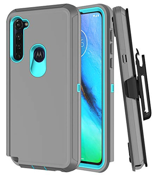 Moto G Stylus Case Moto G Power Case with Kickstand Built-in Screen Protector Heavy Duty Shockproof Bumper Protective Cover Phone Case for Moto G Stylus Moto G Power  Grey Blue with Belt Clip