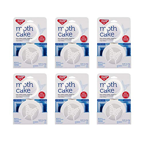 Enoz Moth Cake Pack of 6 Kills Clothes Moths Carpet Beetles and Eggs and Larvae