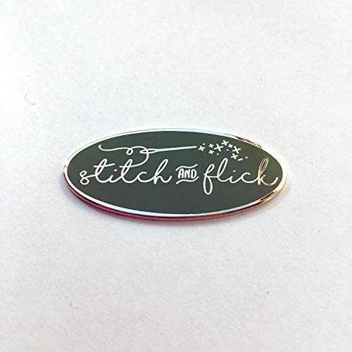 Stitch and Flick  Green Silver  Hard Enamel Needle Minder
