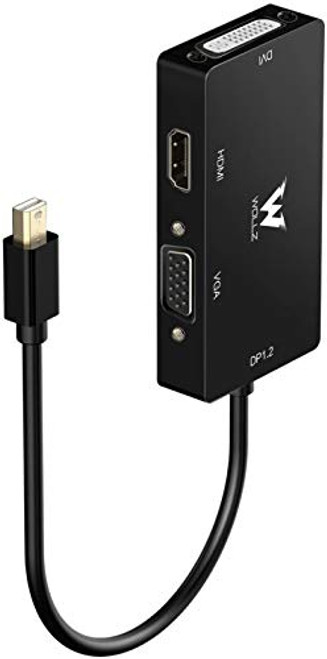 Mini Display Port to HDMI Adapter 3 in 1 Displayport Cable Gold Plated 4Kx2K DP Compatible with Thunderbolt to HDMI DVI VGA TV Adapter Cable 1.2 Version