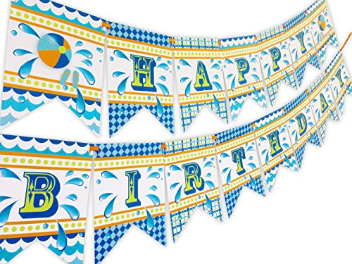 POP parties Splish Splash Lime Happy Birthday Banner Pool Party Pennant