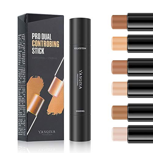 MEICOLY 6 Colors Highlight Stick Double Head Facial 3D Contour Repair Bronzer Concealer 2 in 1 Stick Body Make Up Foundation Cream Pen3pcs