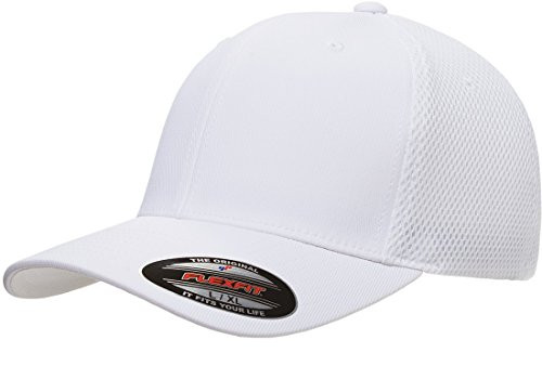 Flexfit Mens Ultrafibre Airmesh Fitted Cap White Small Medium