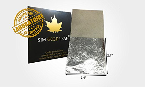 premium Genuine Silver Leaf Sheets, Professional Quality, 20 Sheets, 2,4 inches (Loose Leaf/ InterLeaf Sheets) 100% edible silver (100)