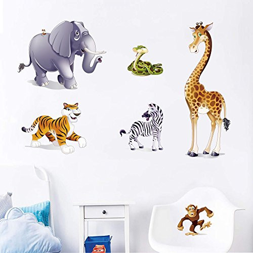 DecalMile Animal Wall Decals Cartoon Giraffe Monkey Zebra Elephant Wall Stickers Peel and Stick Removable Vinyl Wall Art for Kids Bedroom Baby Room Nursery Living Room DecalMile Animal Wall Decals Cartoon Giraffe Monkey Zebra Elephant Wall Stickers Peel and Stick Removable Vinyl Wall Art for Kids Bedroom Baby Room Nursery Living Room