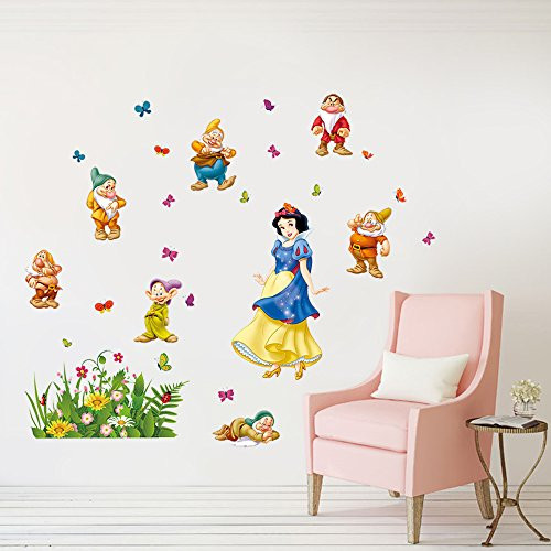 DecalMile Snow White and the Seven Dwarfs Wall Decals Princess Wall Stickers Peel and Stick Removable Vinyl Wall Art for Kids Bedroom Nursery Girls Room DecalMile Snow White and the Seven Dwarfs Wall Decals Princess Wall Stickers Peel and Stick Removable Vinyl Wall Art for Kids Bedroom Nursery Girls Room