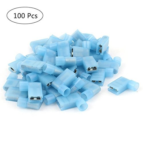 MJ 100pcs 90 Degree Nylon Insulated Female Push On Wire Terminal Connector 16-14 AWG