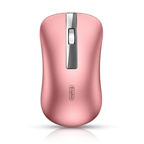 Wireless Computer Mouse Uiosmuph G9 Slim Silent Wireless Rechargeable Mouse with USB Receiver  and  Type C Adapter 2.4G Portable USB Optical Wireless Mouse for Laptop PC Desktop MacBook  Rose Gold