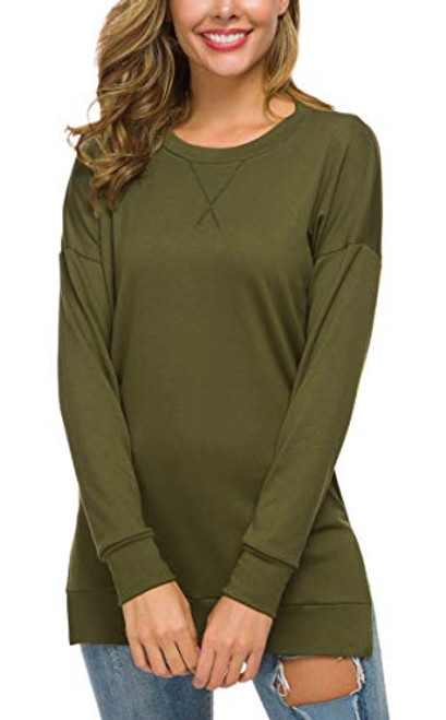GSVIBK Womens Loose Pullover Tunics Fall Long Sleeve Casual Tops Soft Blouse Shirts Tunics 226 Army Green 2XL GSVIBK Womens Loose Pullover Tunics Fall Long Sleeve Casual Tops Soft Blouse Shirts Tunics 226 Army Green 2XL