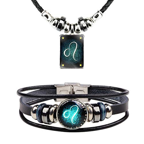 Zodiac Necklace Bracelet for Man Horoscope Sign Astrology Zodiac Star Necklace Birthday Gifts for Boys Girls G Leo necklace 7.23-8.22 Zodiac Necklace Bracelet for Man Horoscope Sign Astrology Zodiac Star Necklace Birthday Gifts for Boys Girls G Leo necklace 7.23-8.22